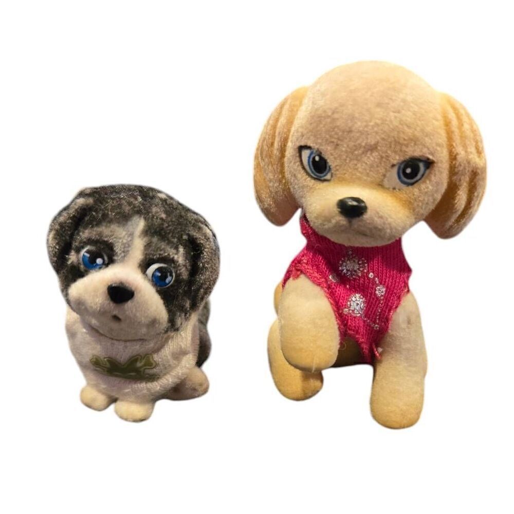 Barbie Flocked Dogs Set Of 2 Outfits Included Mattel